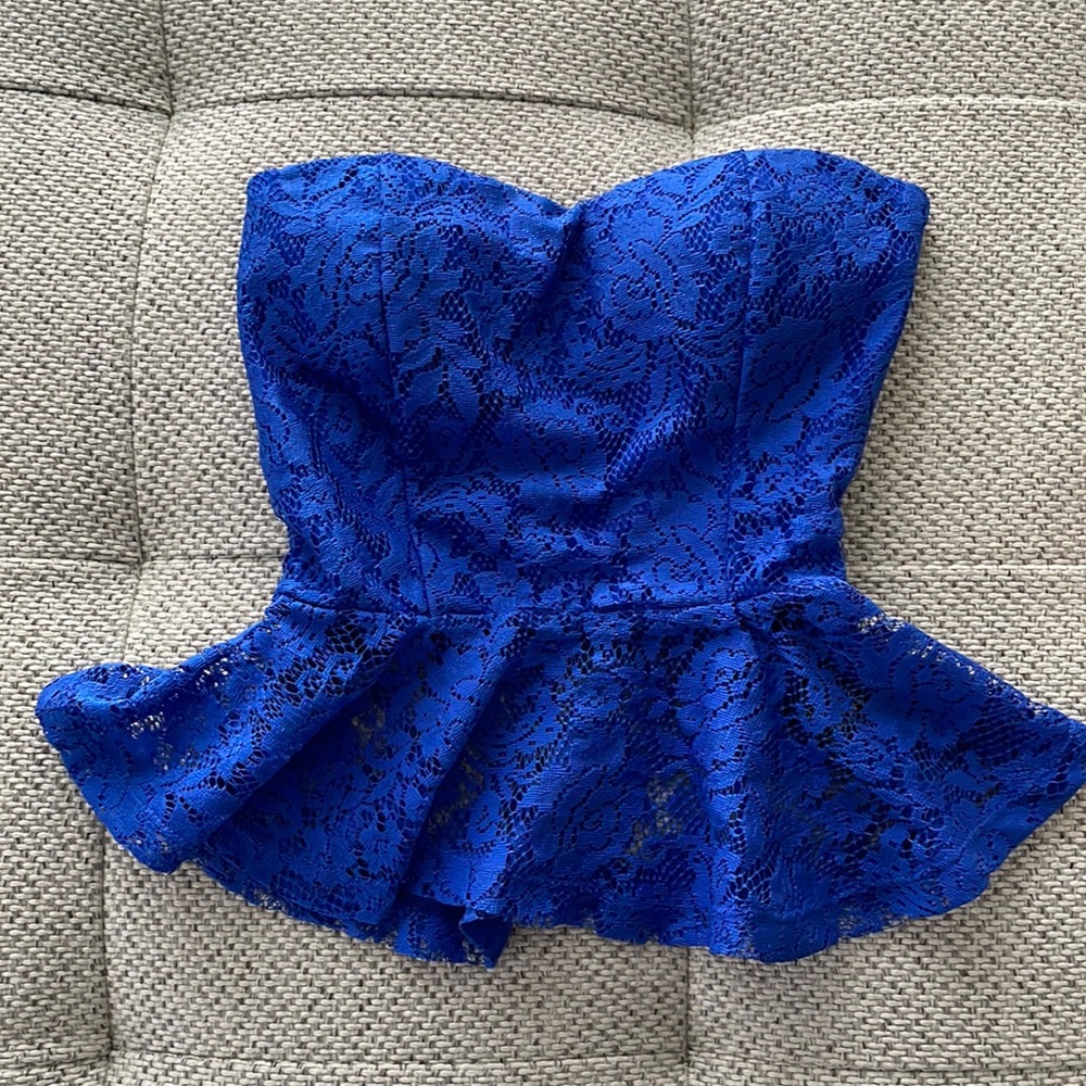 Blue Floral design Peplum top